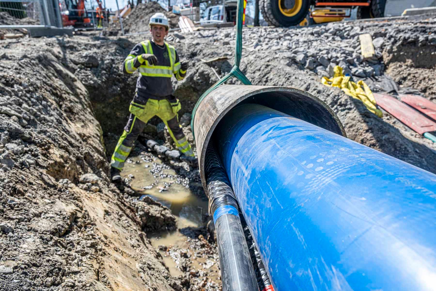 Utblokking er én av flere grøftefrie NoDig-metoder for reparasjon og fornying av ledninger. Bildene er fra et prosjekt NoDig-entreprenøren Eco Drilling AS gjennomførte for Lillestrøm kommune i 2023. (Foto: Jørn Søderholm) 